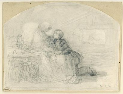 null François Claudius COMPTE-CALIX (1813-1880)

Deux personnages

Crayon noir signé...