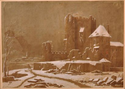 null François Alexandre PERNOT (1793-1865) 

Ruine de Château-fort sous la neige...