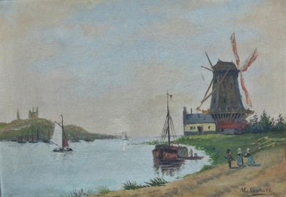 null M.CATULLE (Ecole de la fin du XIXème siècle) 

Moulin en Hollande 

Huile sur...