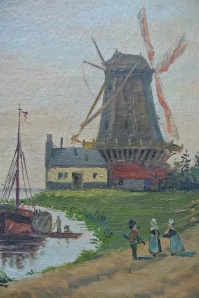 null M.CATULLE (Ecole de la fin du XIXème siècle) 

Moulin en Hollande 

Huile sur...