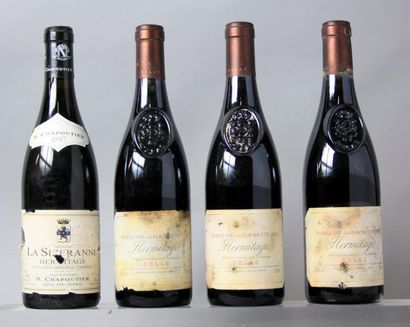 null Lot de 4 bouteilles VINS ROUGES DE LA VALLEE DU RHÔNE : 

3 Bouteilles HERMITAGE"MARQUISE...