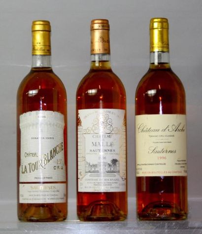 null Lot de 3 bouteilles VINS DE SAUTERNES 1996 :
1 CHÂTEAU LATOUR BLANCHE 1er CC....