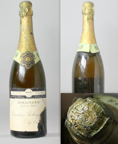 null 1 bouteille Champagne RENAUDIN BOLLINGER EXTRA DRY d'avant 1960 Etiquette export...