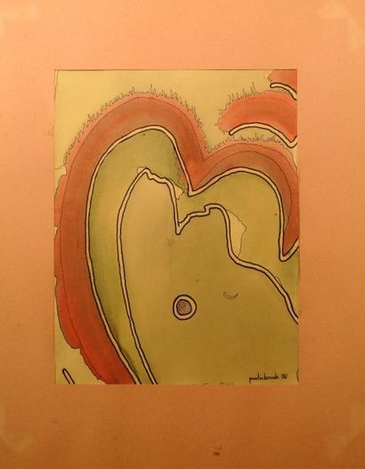 null Jean-Luc BARNOLA (1943-1991) 

Le coeur vert et rose 

Aquarelle et encre de...