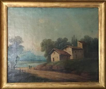 null GARNIER - Ecole française fin XIXème siècle 

Paysages à l'étang 

Paire huiles...