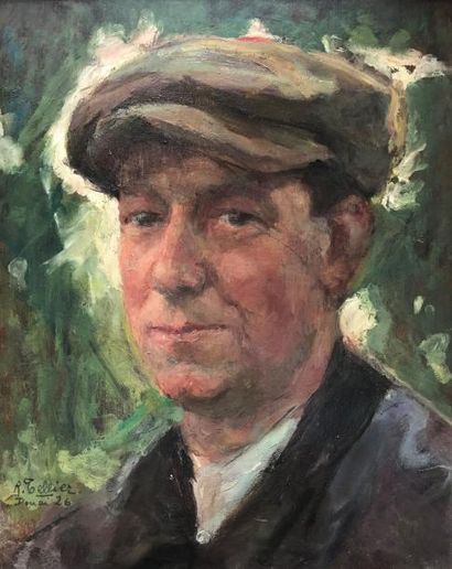null Raymond TELLIER (1897-1985) 

Portrait d'homme à la casquette (Autoportrait...