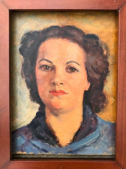 null Pierre FARREY (né en 1896) 

Portrait de femme 

Huile sur panneau signé et...