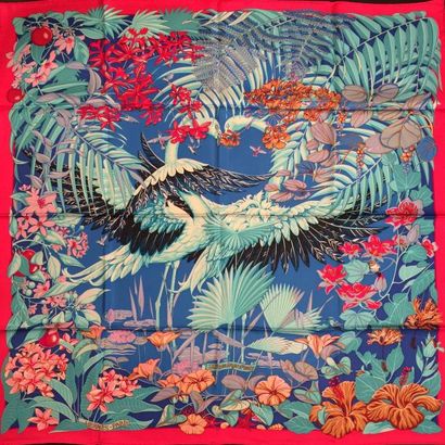 null HERMES Paris " Flamingo Party " par Laurence Bourthoumieux - Carré très coloré...