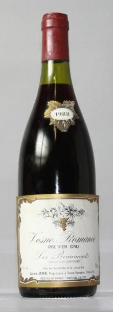 null 1 bouteille VOSNE ROMANEE 1er cru "Les Beaumonts" - Lucien Jayer 1988

Etiquette...