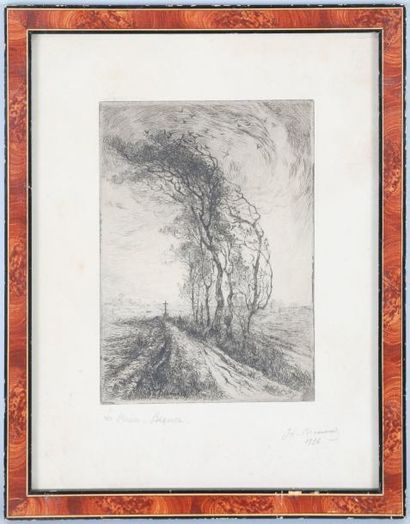 null Jean-Louis BREMOND (1858-1943) 

Paysage 

Gravure signée et datée 1936 en bas...