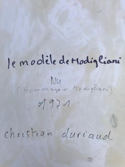null Christian DURIAUD (né en 1944)

Le modele de Modigliani

Huile sur papier signée...