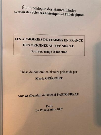 null Grégoire (Marie), Les armoiries de femmes en France des origines au XVIe siècle,...