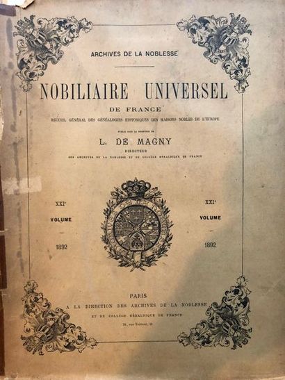 null Magny (L. de), Nobiliaire universel de France, Paris, 1892, XXIe vol., broché...