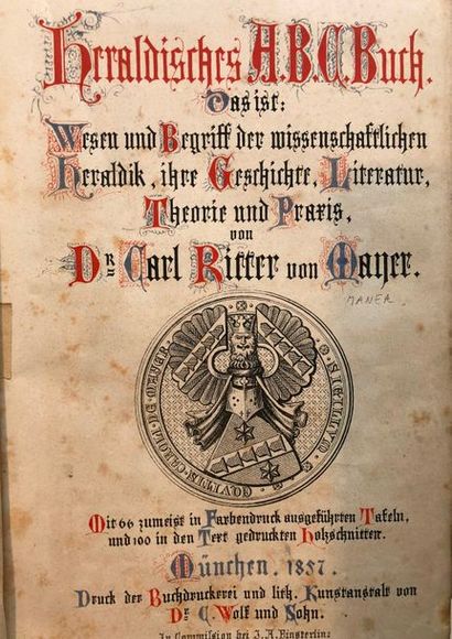 null Maner (Carl Ritter von), Heraldisches A. B. C. Buch, Munich, 1857, 523 p., 64...