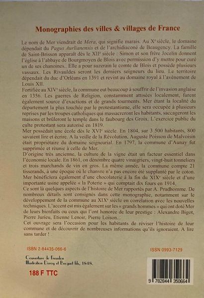 null Prudhomme (André), Histoire de Mer, Mer et son territoire, leur passé, Monographies...
