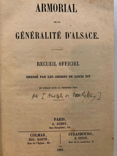 null [Barthélémy (Anatole de)], Armorial de la généralité d'Alsace, recueil officiel...