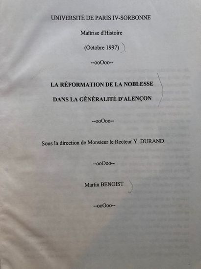 null Benoist (Martin), La réformation de la noblesse dans la généralité d'Alençon,...