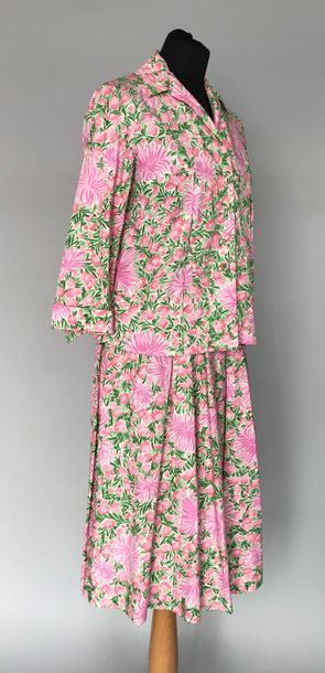 null SANS REFERENCE 

Tailleur en coton imprimé à fleurs rose et vert - circa 1960...