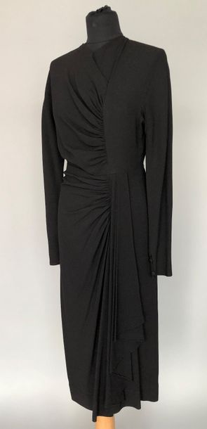 null Robe en crêpe noir drapé circa 1930 - taille 36