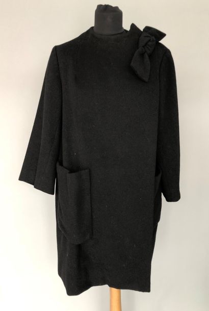 null Manteau en cachemire et laine noir - circa 1950