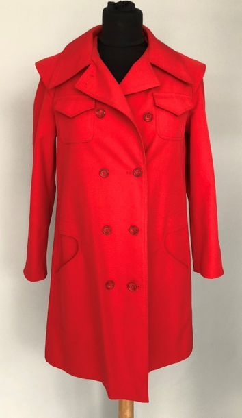 null JUPITER Trench en popeline de coton rouge - circa 1970 - taille 38
