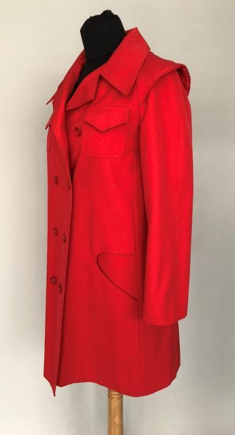 null JUPITER Trench en popeline de coton rouge - circa 1970 - taille 38