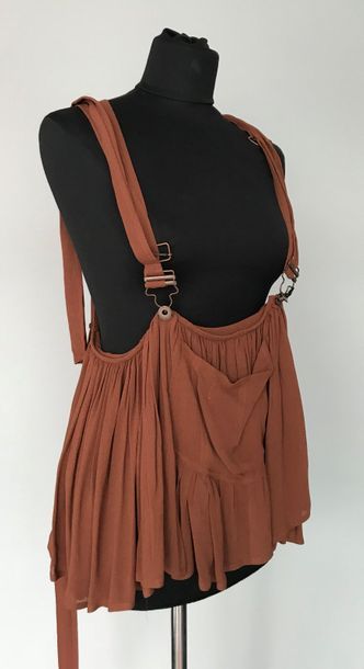 null JEAN PAUL GAULTIER 

Robe salopette courte en crêpe chocolat - circa 2000 -...