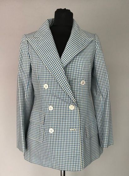 null ANNE KLEIN 

Veste croisée en Vichy bleu ciel - taille 40