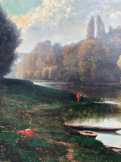 null Charles Félix DESHAYES (1831-1895) 

Paysage de rivière 

Huile sur toile rentoilée...