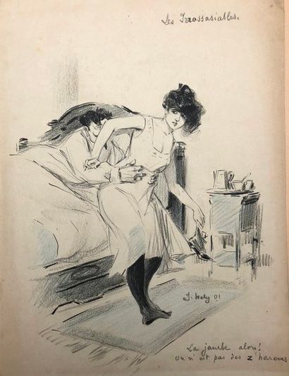 null JACQUES WELY (1873-1910) 

Lot de 17 illustrations Encre de Chine crayon et...