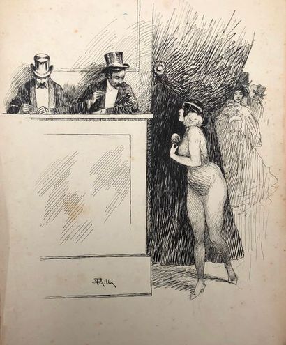 null MARIO PEZILLA (actif vers 1900 ) 

Lot de 7 illustrations encre de Chine et...