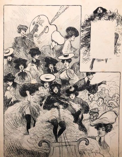 null MARIO PEZILLA (actif vers 1900 ) 

Lot de 7 illustrations encre de Chine et...