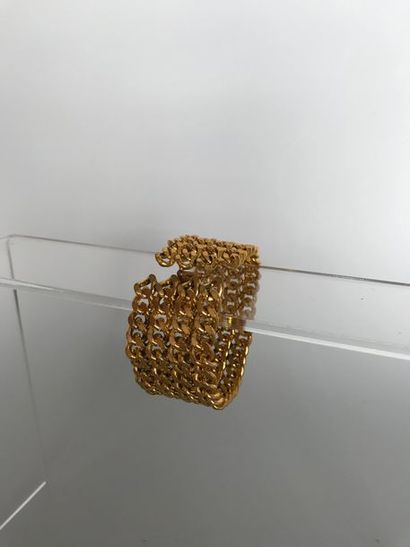 null Bracelet ruban en métal doré à maille gourmette - 17 x 3 cm