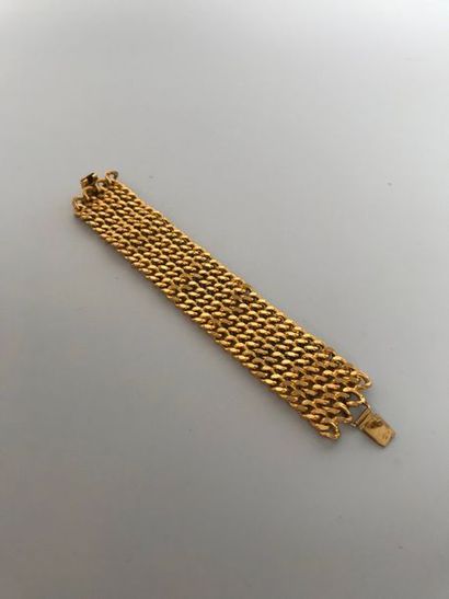 null Bracelet ruban en métal doré à maille gourmette - 17 x 3 cm
