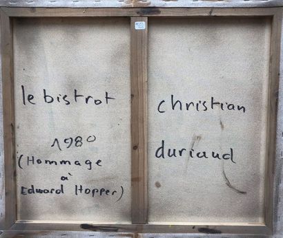 null Christian DURIAUD (né en 1944)

Le bistrot

Huile sur toile signée en bas à...