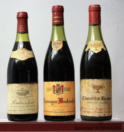 null LOT de 3 bouteilles BOURGOGNE ET BEAUJOLAIS : 1 CHASSAGNE MONTRACHET 1980 1...