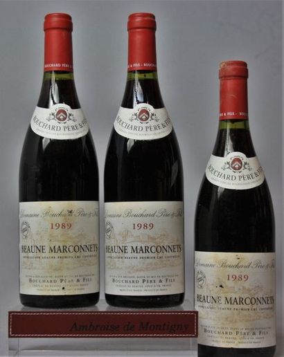 null 3 bouteilles BEAUNE 1er cru "Marconnets" - BOUCHARD 1989 

2 étiquettes tac...