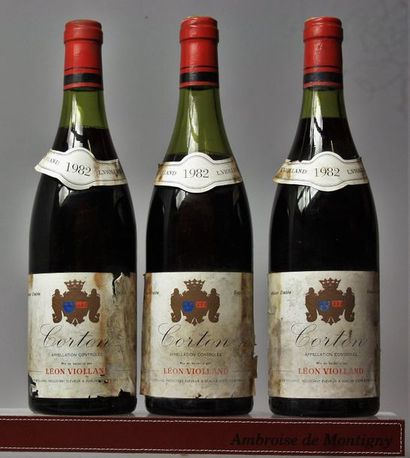 null 3 bouteilles CORTON Grand cru - DOMAINE LÉON VIOLLAND 1982 

Etiquettes tachées...