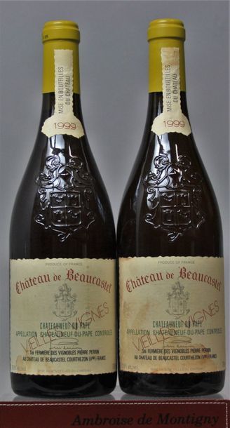 null 2 bouteilles CHATEAUNEUF de PAPE - CHÂTEAU de BEAUCASTEL BLANC 1999