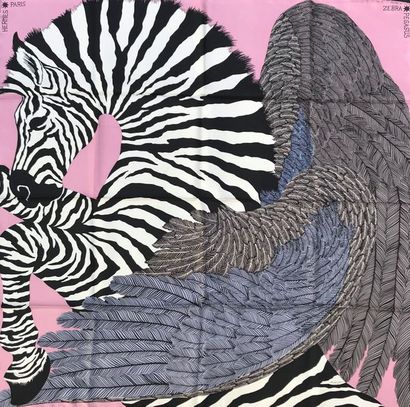 null HERMES Paris " Zebra Pegasus " par Alice Shirley - Carré en soie violet bleuté,...