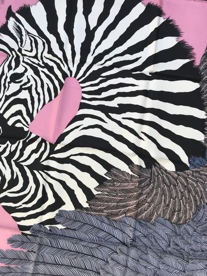 null HERMES Paris " Zebra Pegasus " par Alice Shirley - Carré en soie violet bleuté,...