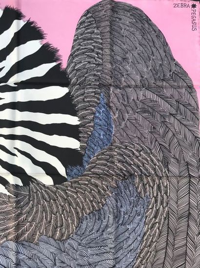 null HERMES Paris " Zebra Pegasus " par Alice Shirley - Carré en soie violet bleuté,...