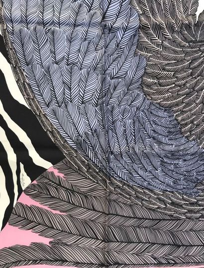 null HERMES Paris " Zebra Pegasus " par Alice Shirley - Carré en soie violet bleuté,...