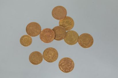 Lot de pièces d'or comprenant :

9 pièces...
