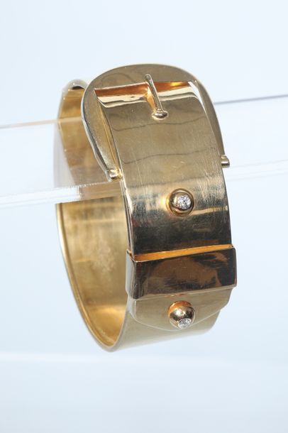 null Bracelet ceinture en argent doré 925 millièmes et or 750 millièmes orné de 2...