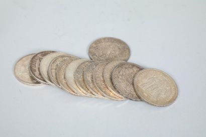 Lot de 13 pièces de 50 FF en argent (3 x...