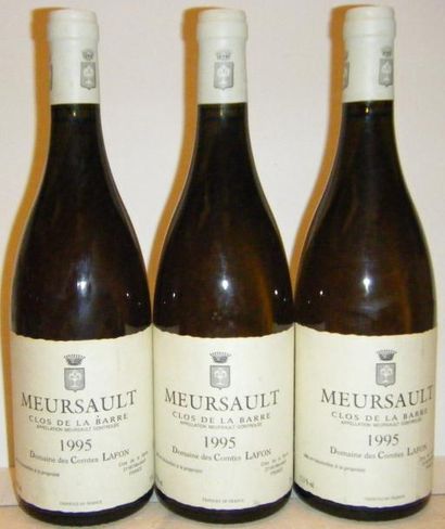 null 3 bouteilles MEURSAULT "CLOS DE LA BARRE" - COMTES LAFON 1995 Etiquettes très...