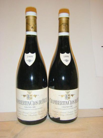 null 2 bouteilles CHAMBERTIN CLOS DE BEZE - A. ROUSSEAU 1999 Etiquettes légèrement...