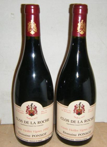 null 2 bouteilles CLOS DE LA ROCHE "VIEILLES VIGNES" - DOMAINE PONSOT 1992