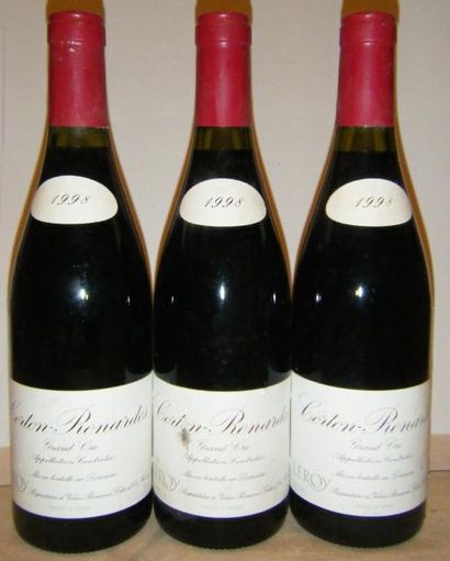 null 3 bouteilles CORTON RENARDES - DOMAINE LEROY 1998 Etiquettes légèrement tachées,...